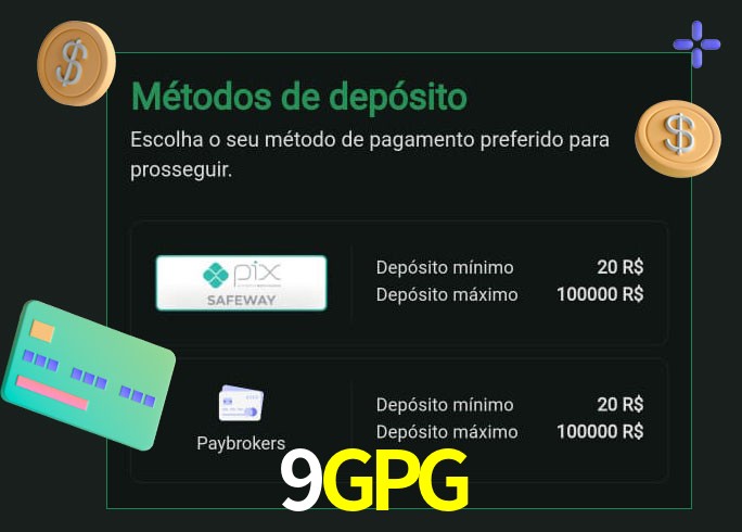 O cassino 9GPG oferece uma grande variedade de métodos de pagamento